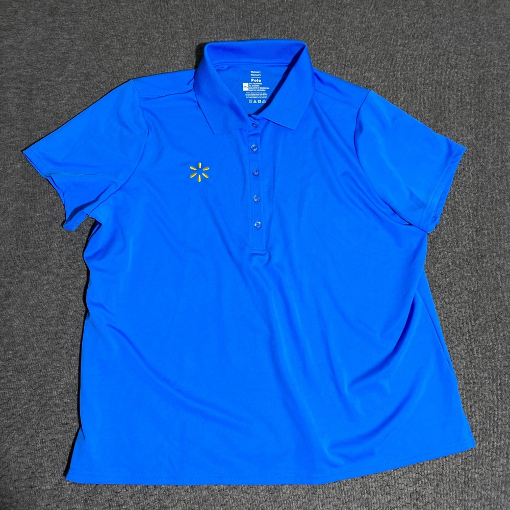 Walmart Womens Polo Shirt Blue Short Sleeve Spark Logo Size 2XL Performance Work